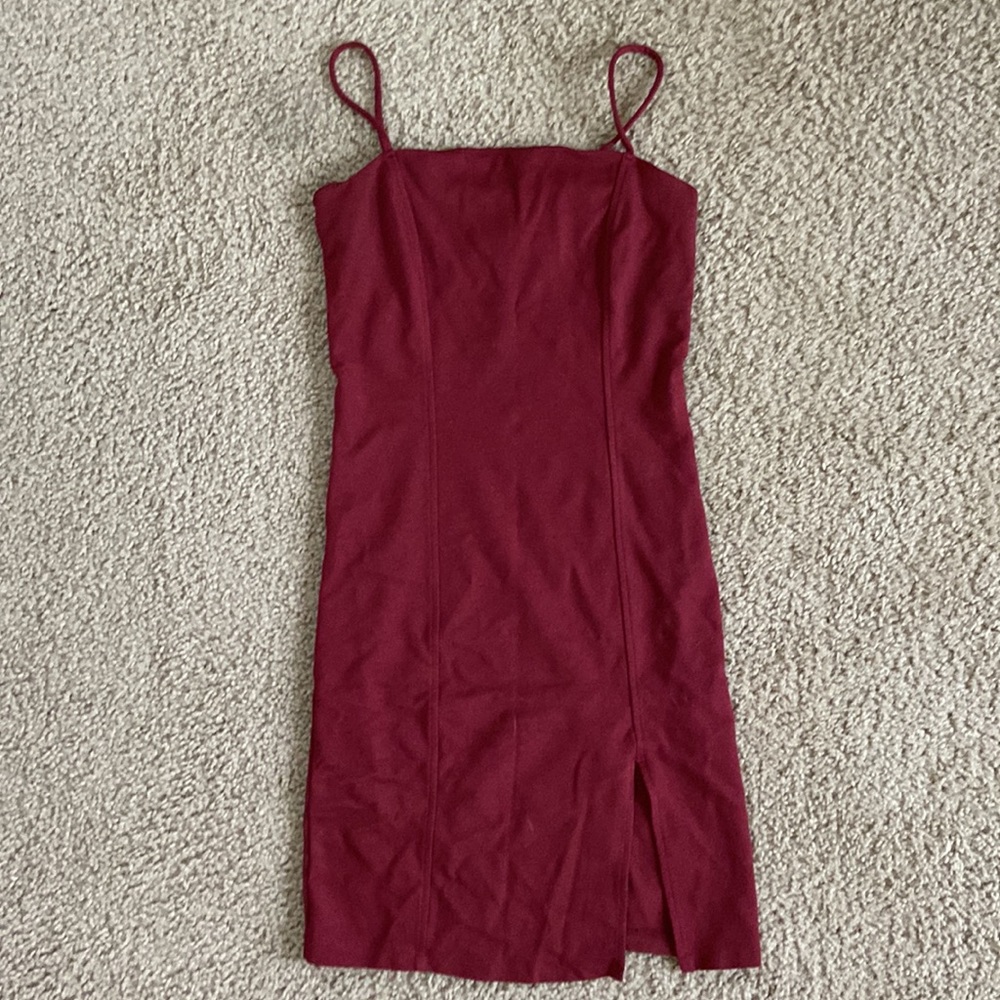 Red party dress with slit